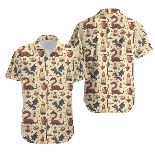 Discover Dragons Hawaiian Shirt, Dungeons Hawaiian Shirt, Magical and Fantasy