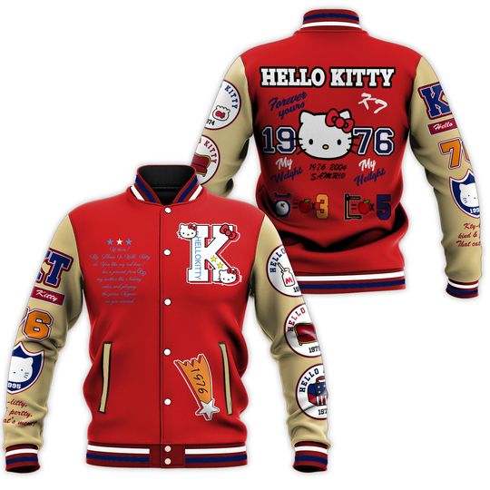 Discover INNSERSE Autumn/Winter American Style KT Cat Flocking Color Block Baseball Jacket Loose Fit Stand Collar Jacket Trend