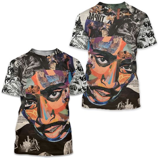 Discover Tupac Newspaper Vintage Unisex T-shirt 3D Match