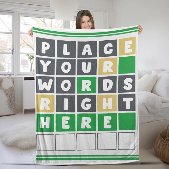 Discover Custom Wordle Puzzle Blanket - Funny Gift Idea