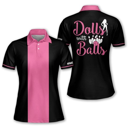 Discover Dolls With Balls Womens Bowling Polo T-shirt BW0085
