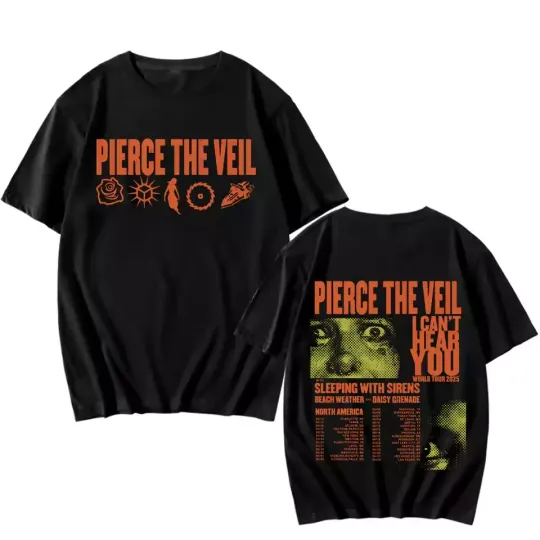 Discover Pierce The Veil I Can't Hear You World Tour 2025 T-shirt Double Sided
