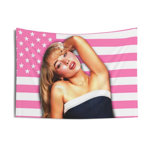 Discover Sabrina Carpenter Pink American Flag Tapestry