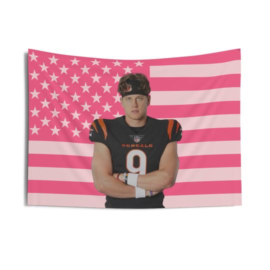Discover Joe Burrow Pink American Flag Tapestry