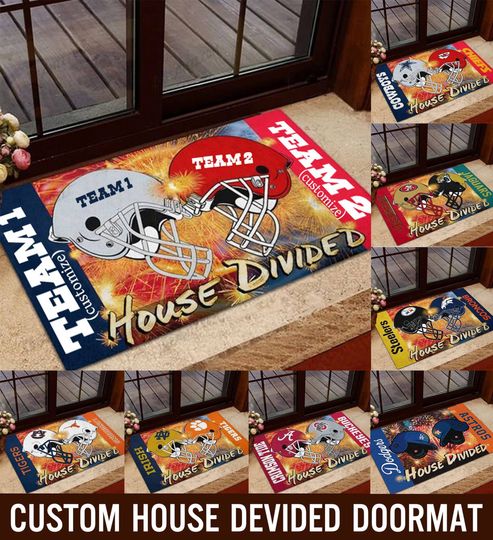Discover Personalized House Divided Doormat - Custom Football Team Mat