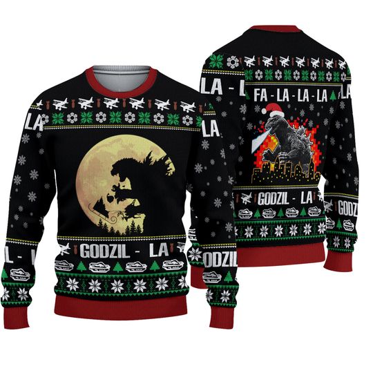 Discover god zilla Christmas Sweater, Christmas Tree From All Godzillas, Ugly Xmas Sweater