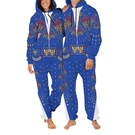 Discover Elvis Presley EAGLE Blue jumpsuit Costume Men's Hooded Jumpsuits