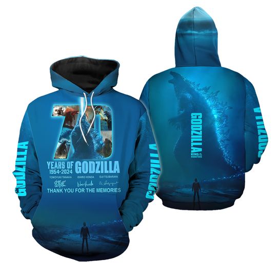 Discover God zilla 1954 – 2024 70th Anniversary Thank You 3D Hoodie