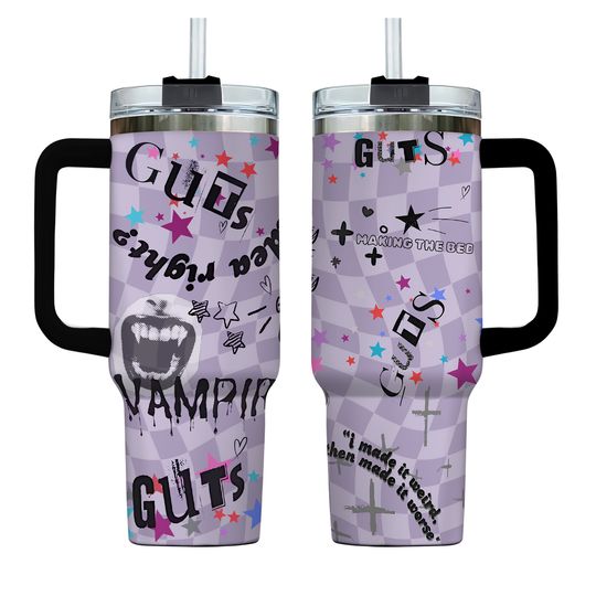 Discover Olivia Rodrigo GUTS Tour Inspired 40oz Reusable Tumbler