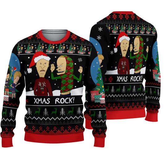 Discover Funny Beavis and Butthead Ugly Christmas Sweater