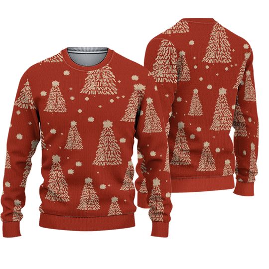 Discover Red Christmas Tree Jacquard Warm Sweater Women