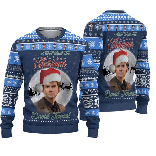 Discover The Tenth Doctor Ugly Christmas Sweater, Doctor Who Ugly Sweater, Dr Who Tardis Police Box