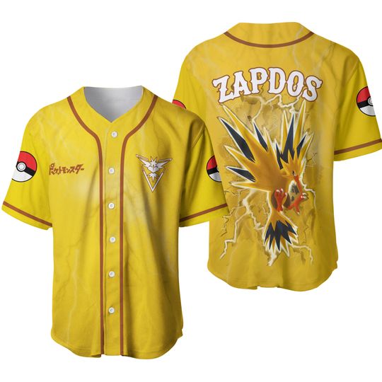 Discover Zapdos Baseball Jersey Shirt Instinct Team Jersey Shirt Gift