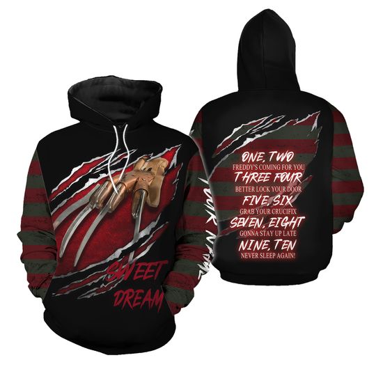 Discover Custom Name Freddy Krueger 3D Hoodie All Over Print