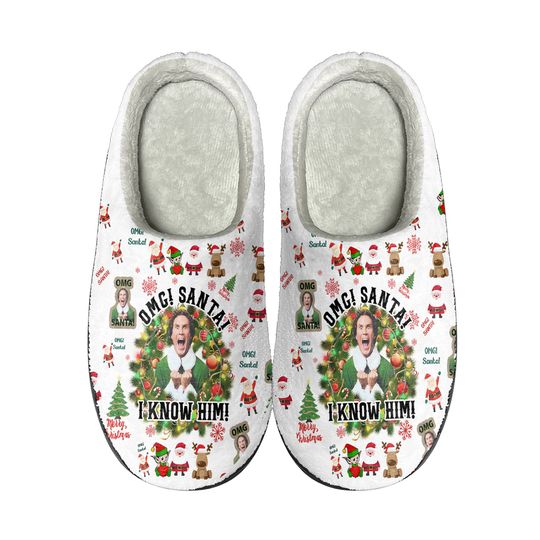 Discover Buddy The Elf OMG Santa I Know Him Xmas Cozy Unisex Winter Slippers