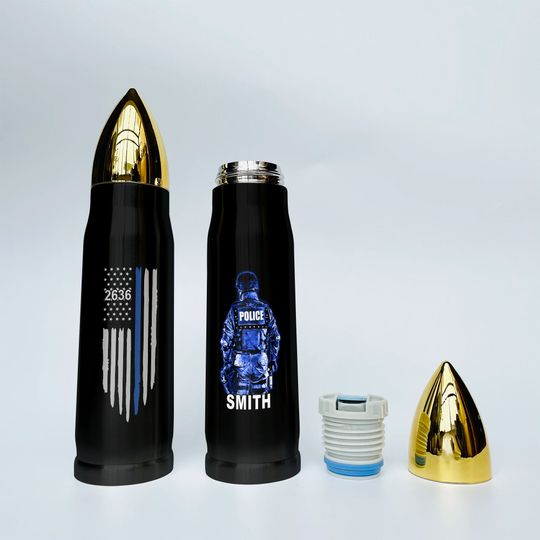 Discover Personalized Thin Blue Line Police Bullet Tumbler