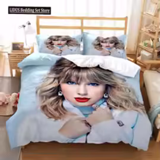 Discover Top Stream Singer Taylor Fashionable Printed Bedding King Size Bedding Set