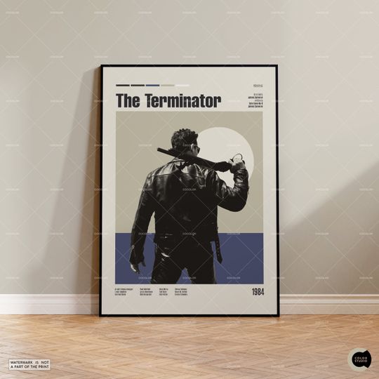 Discover The Terminator, James Cameron, Arnold Schwarzenegger, Vintage Movie Print, Movie Poster