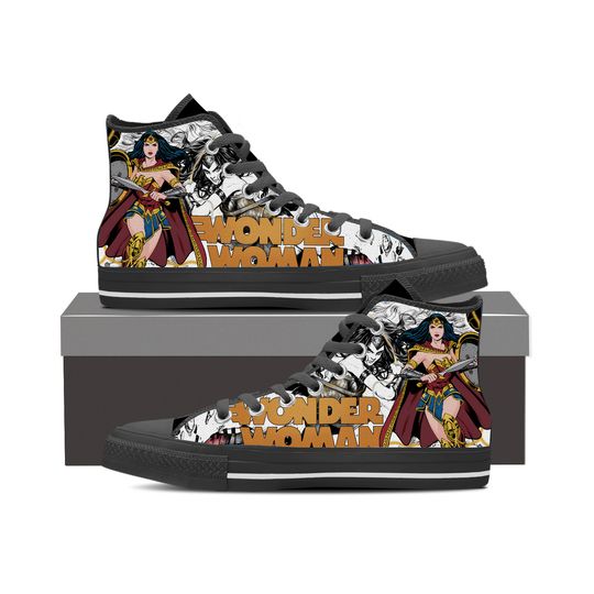 Discover Wonder Woman Inspired High Top Canvas Shoes Both for Men and Women