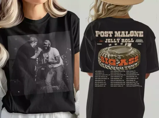 Discover Post Malone Jelly Roll Big As Stadium Tour 2025 T-Shirt