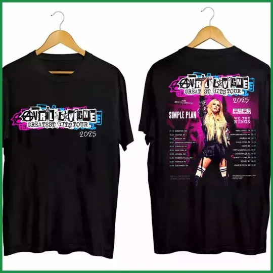 Discover Avril Lavigne Greatest Hits Tour 2025 North America Tour T-Shirt