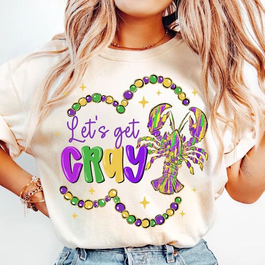 Discover Mardi Gras Crawfish Shirt, Let's get cray Shirt, Glitter Mardi Gras Shirt