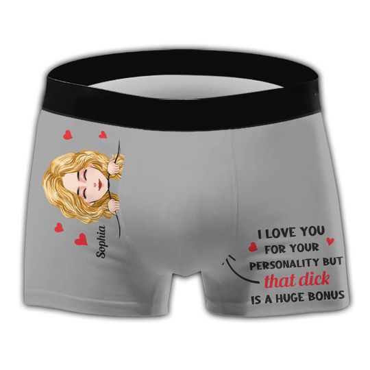 Discover I Love You For Your Personality - Personalized Couple Couple Men's Boxer Briefs