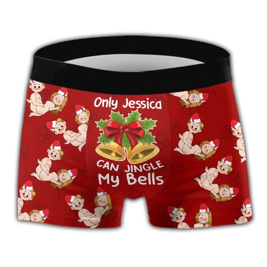 Discover Only You Can Jingle My Bells - Personalized Couple Men Boxer Briefs