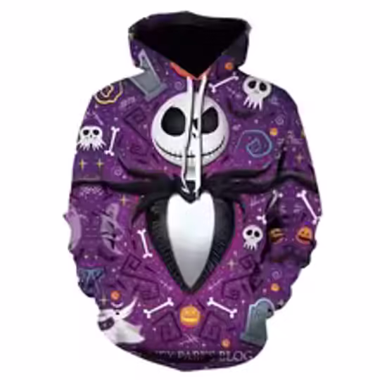 Discover Autumn New Halloween Hoodies Nightmare Before Christmas 3D Print Hoodie