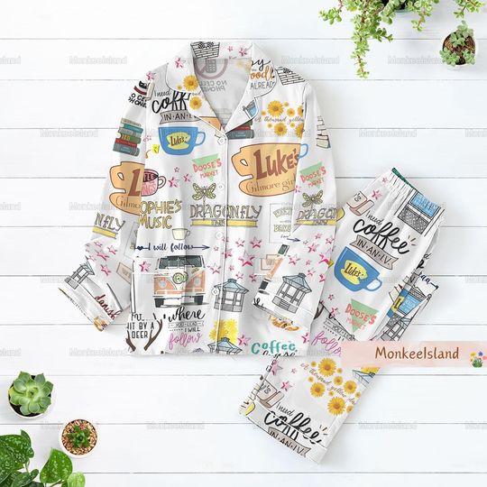 Discover Christmas Gilmore Pajamas, Gilmore Women Pajamas, Luke's Coffee Pajamas Set