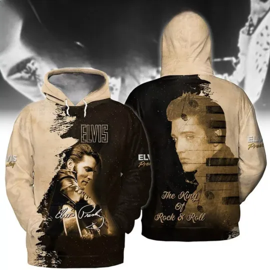 Discover Elvis Presley King Of Rock And Roll Golden Era Hoodie 3D