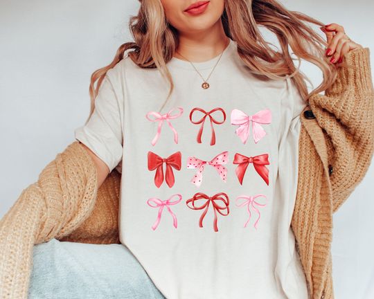 Discover Valentine's Day Heart Coquette Bow Shirt, Valentine's Day Bow Shirt