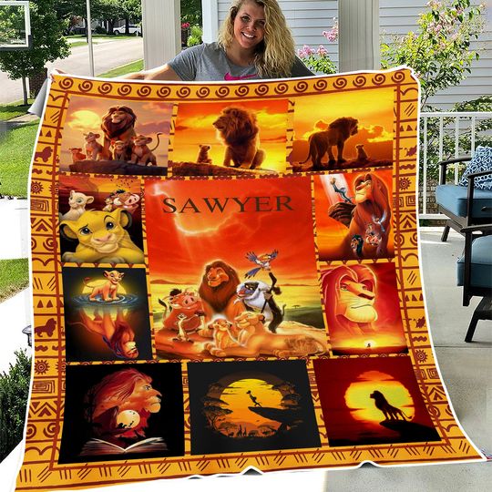 Discover Personalized Lion King Plush Fleece Blanket, Lion King Birthday Gift