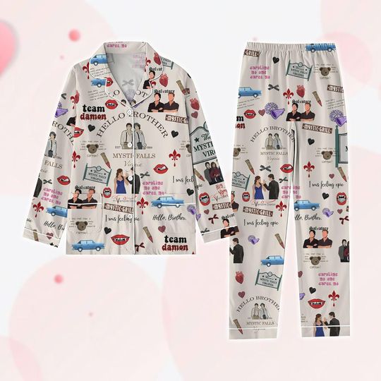 Discover Vampire Diaries Pajamas Set, Vampire Tv Series Pajamas, Hello Brother Matching Pajamas