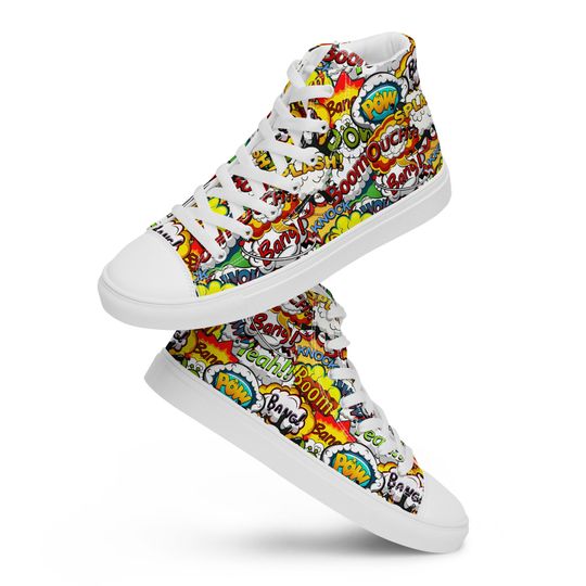 Discover Comic Print Sneakers Men, High Top Sneakers, Manga Comic Books Shoes