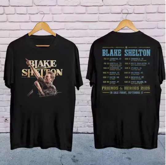 Discover Blake Shelton Country Music, 2025 Blake Shelton Friends and Heroes Tour Shirt