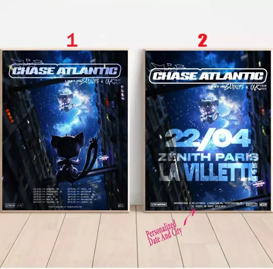 Discover Custom Chase Atlantic's 2025 Lost in Europe & UK Tour Poster