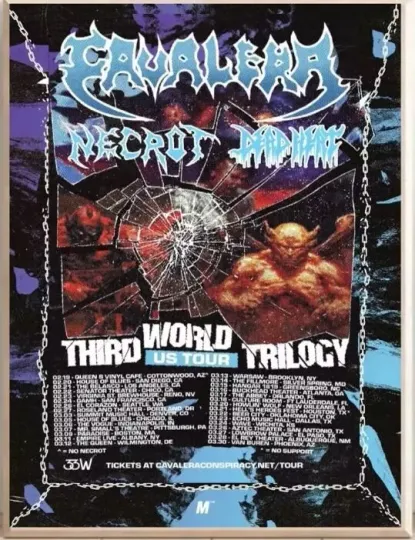 Discover Cavalera Winter 2025 'Third World Trilogy' U.S. Tour Poster