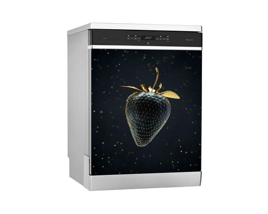Discover Dishwasher Decal, Tasty motif, Black And Gold Strawberry, Black, Dishwasher Cover, Home decor