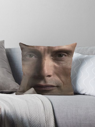Discover Mads Mikkelsen / Hannibal Lecter Face Throw Pillow II Pillow