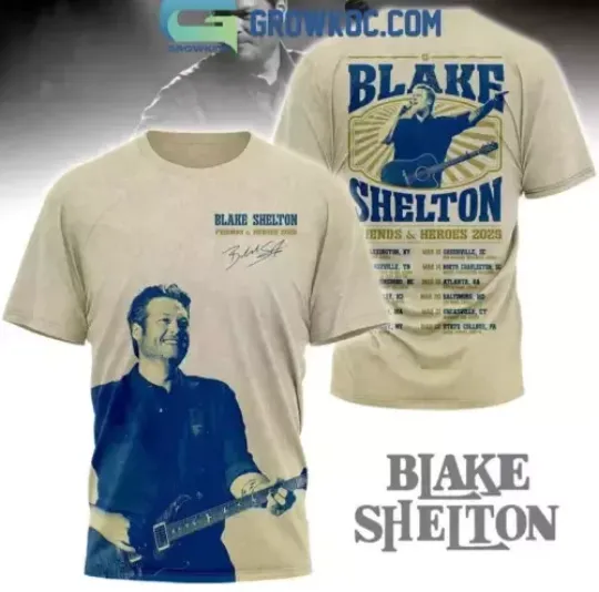 Discover Blake Shelton Friends And Heroes 2025 Tour 3D T-Shirt