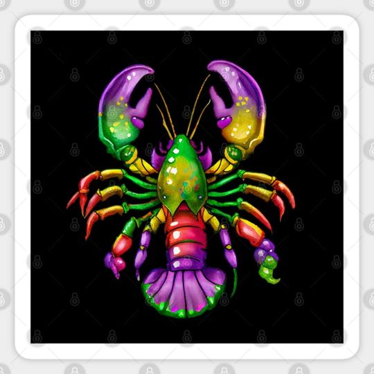 Discover Mardi Gras Cajun Crawfish - Lobster - Mardi Gras - Sticker