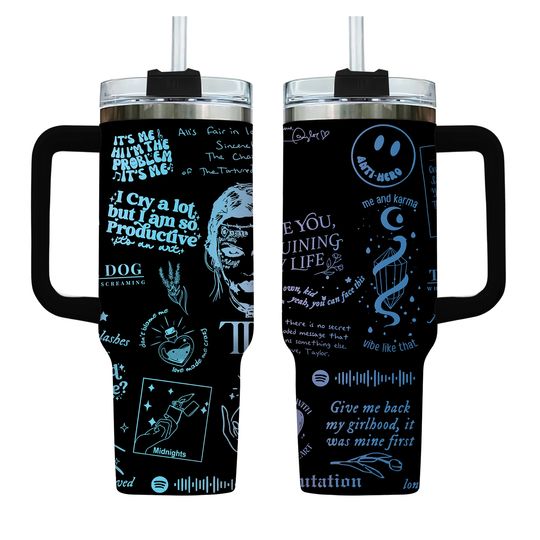 Discover Black Chroma! - T.S. TTPD Inspired Theme (The Tortured Poets Department Focus) Engraved 40oz Tumbler