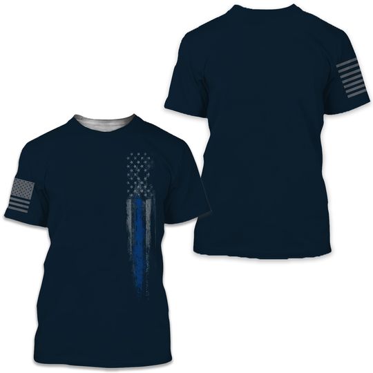 Discover Grunt Style Blue Line Flag T Shirt