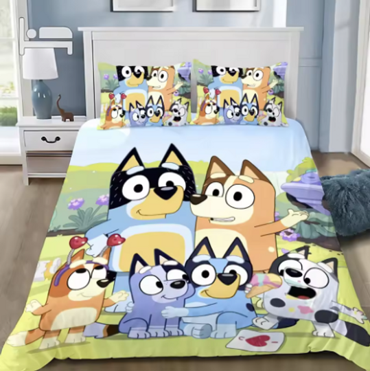 Discover Cartoon Blueys Bedding Set, Gifts for Friends, Bedroom Decor