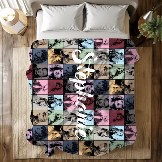 Discover Personalized Taylor Blanket, Music Fan Gift, Sticker Collage Blanket, Gift for Her, Birthday Gift