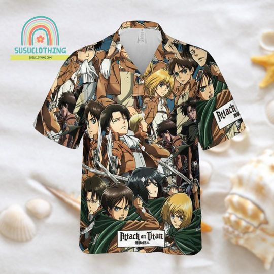 Discover AO Titan Hawaiian Shirt: Anime Design