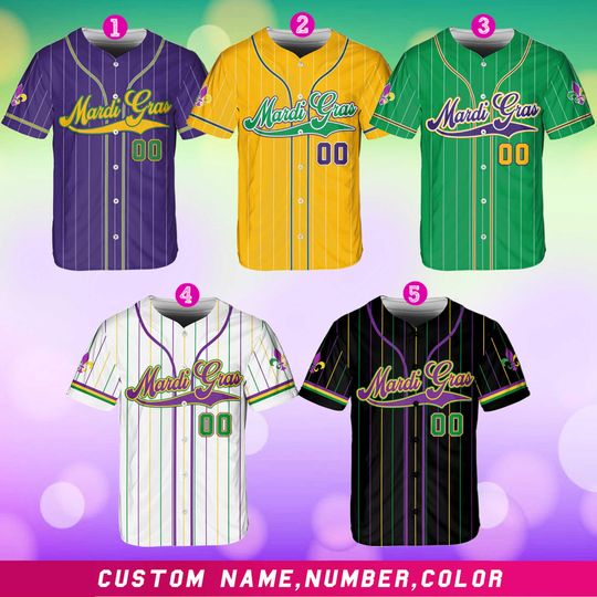Discover Personalized Mardi Gras Baseball Jersey, Custom Name And Number Baseball Jersey TS176