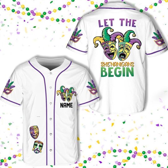 Discover Personalized Mardi Gras Baseball Jersey, Custom Name And Number Baseball Jersey TS177
