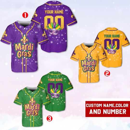 Discover Personalized Mardi Gras Baseball Jersey, Custom Name And Number Baseball Jersey TS124